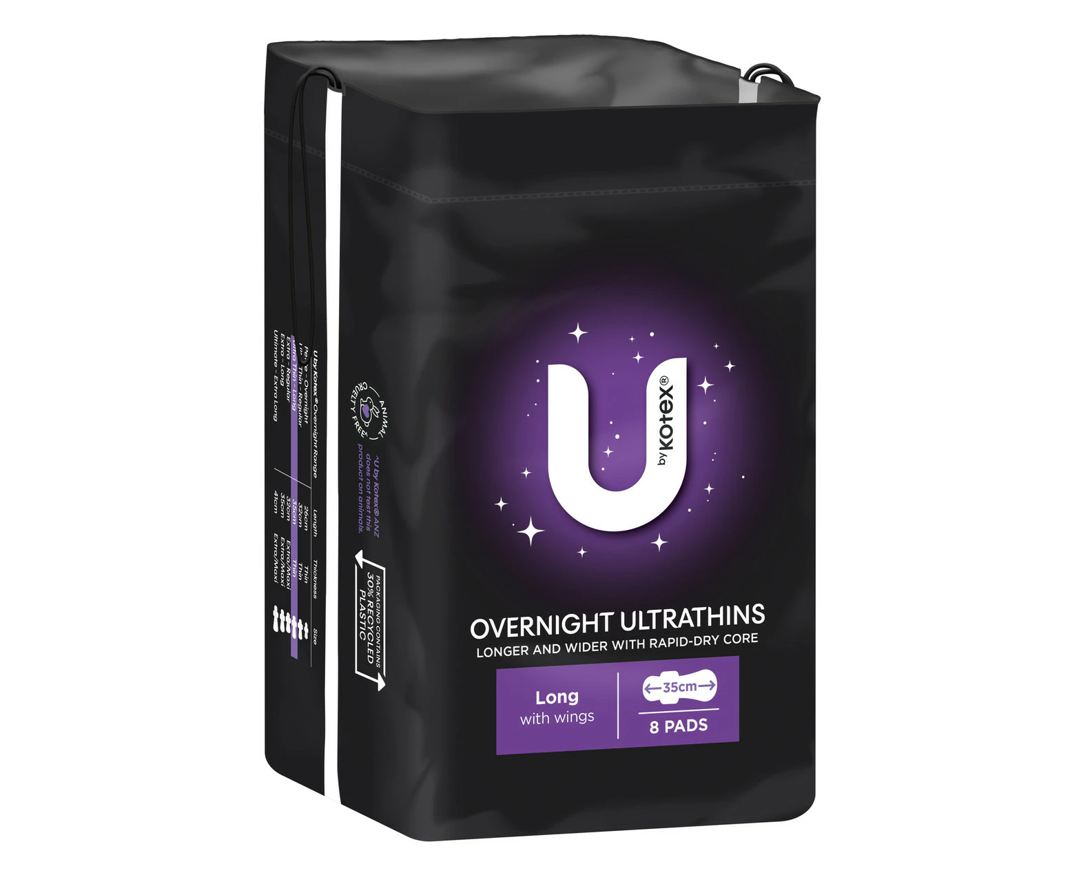 U by Kotex Ultrathin Overnight Pads Long with Wings 8 Pack