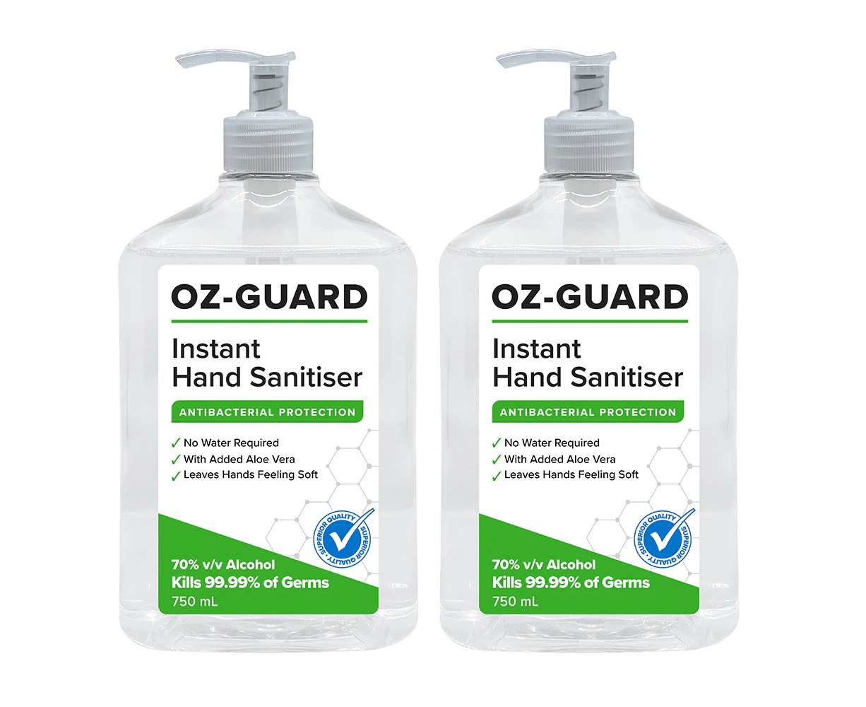 2x Ozguard 750ml Kids Hand Sanitiser Antibacterial Protection w/ Aloe Vera 6y+