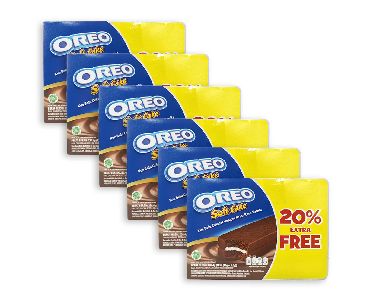 6x 12pc 230.4g Oreo Soft Sweet Cake Chocolate Sweets Sandwich Sachets/Bars Box