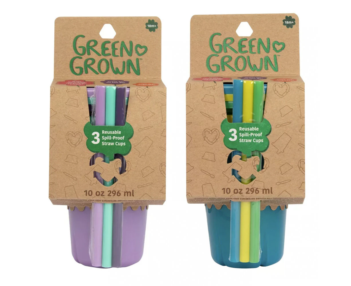 6pc Green Grown 10oz/296ml Straw Sippy/Drinking Cups Kids Set 18m+ Assorted