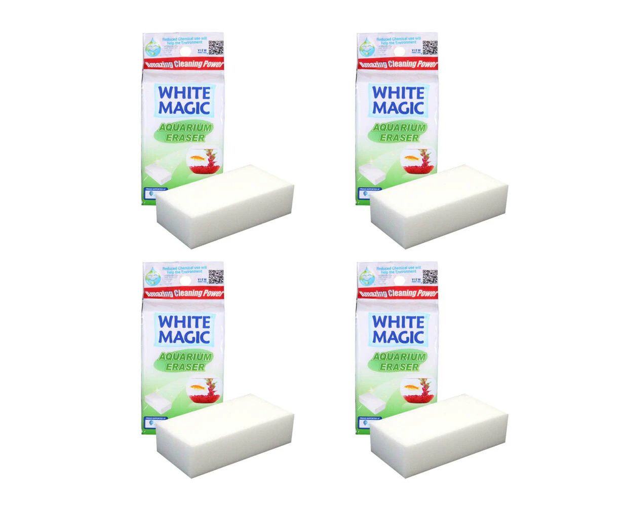 4x White Magic Aquarium Eraser Sponge Glass/Acrylic Fish Tank/Terrariums Cleaner