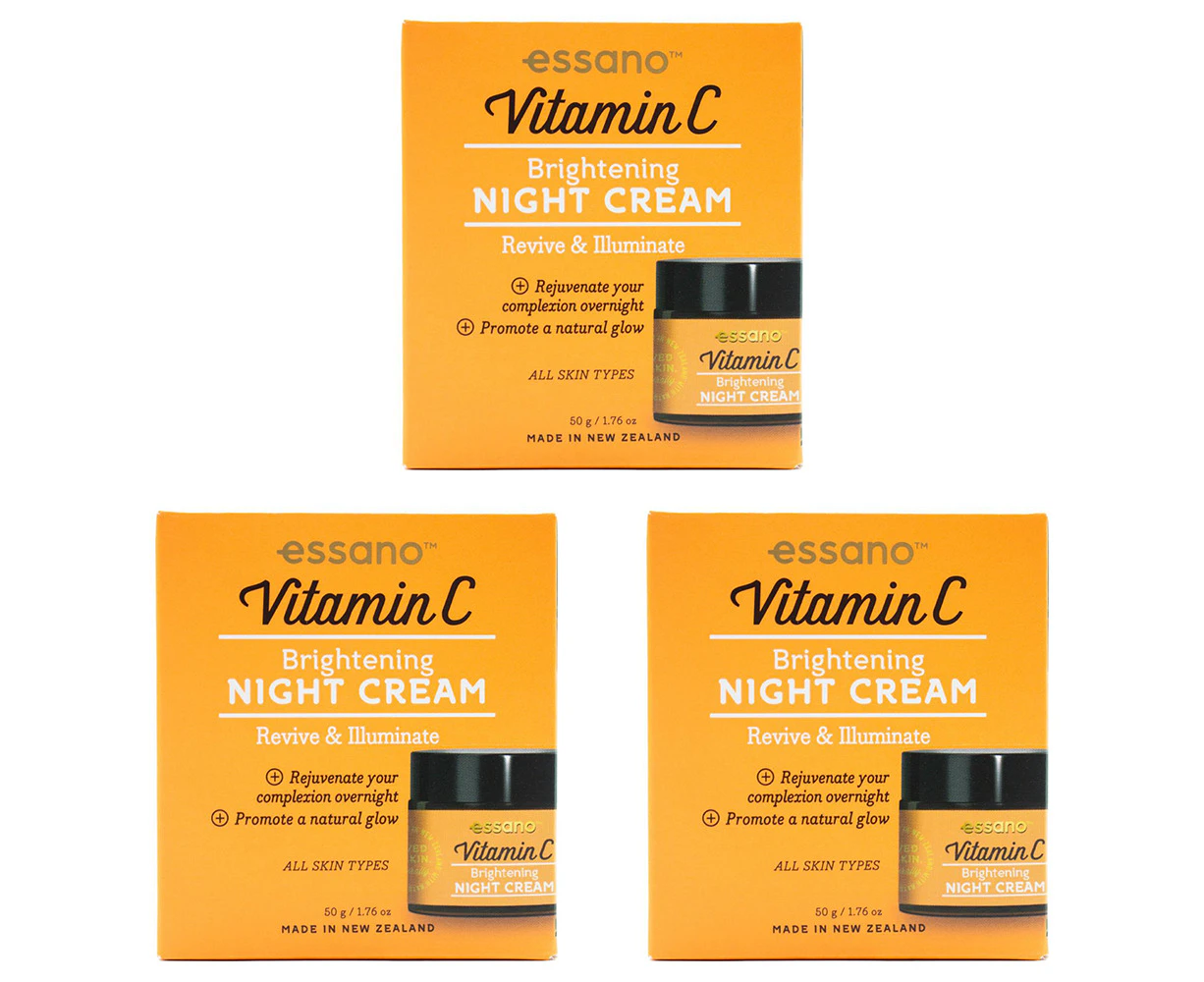 3x Essano Vitamin C Brightening Night Cream Revive & Illuminate Face Care 50g