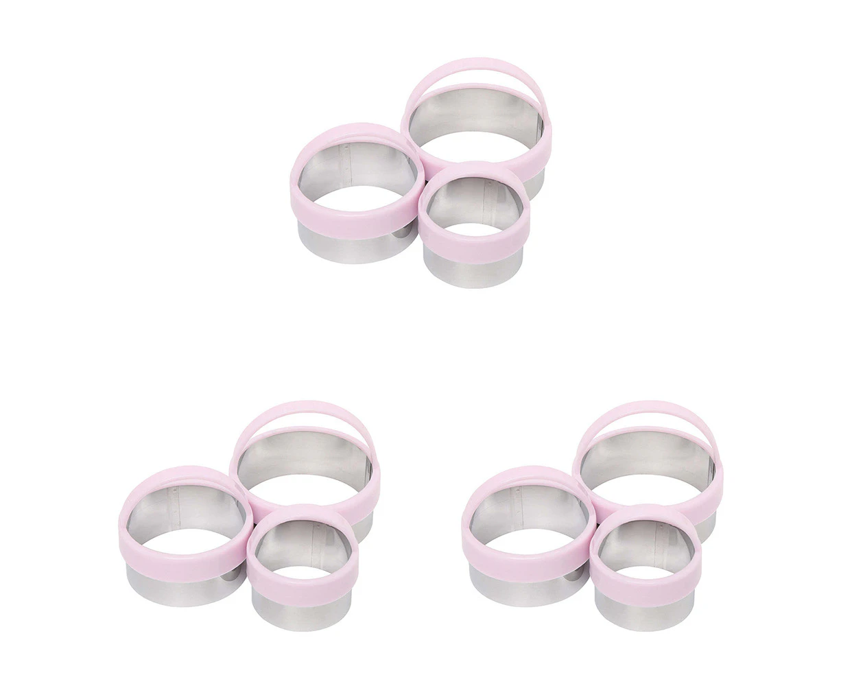 3 x 3pc Wiltshire 3 Sizes Scone and Cookie Round Cutters Moulds - Pastel Pink