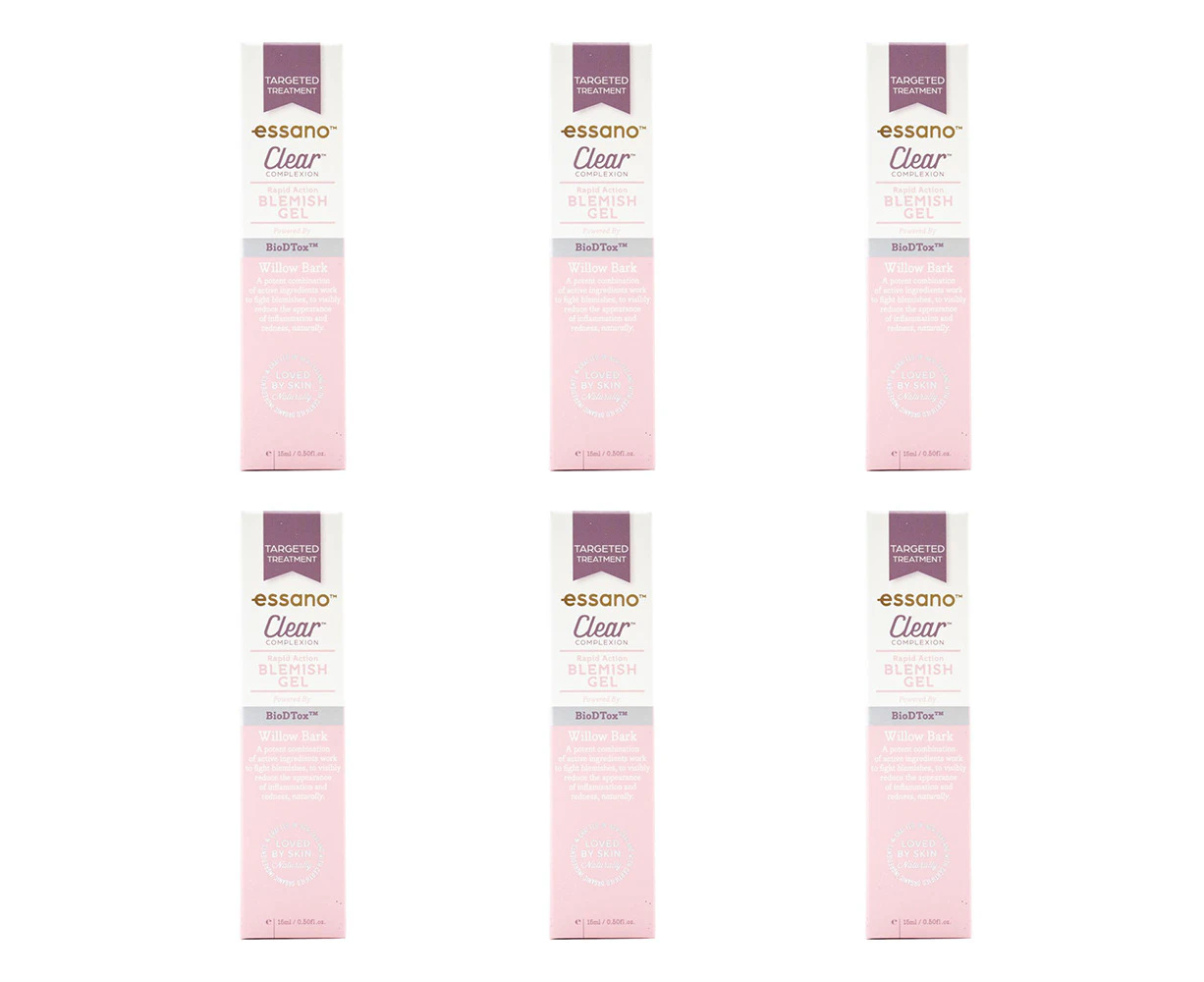 6x Essano Clear Complexion Rapid Action Skin/Face Blemish Gel 15ml w/Willow Bark