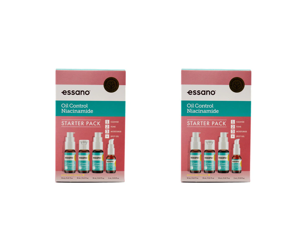 2x 4pc Essano Oil Control Niacinamide Clenser/Moisture Spot Gel Starter Pack