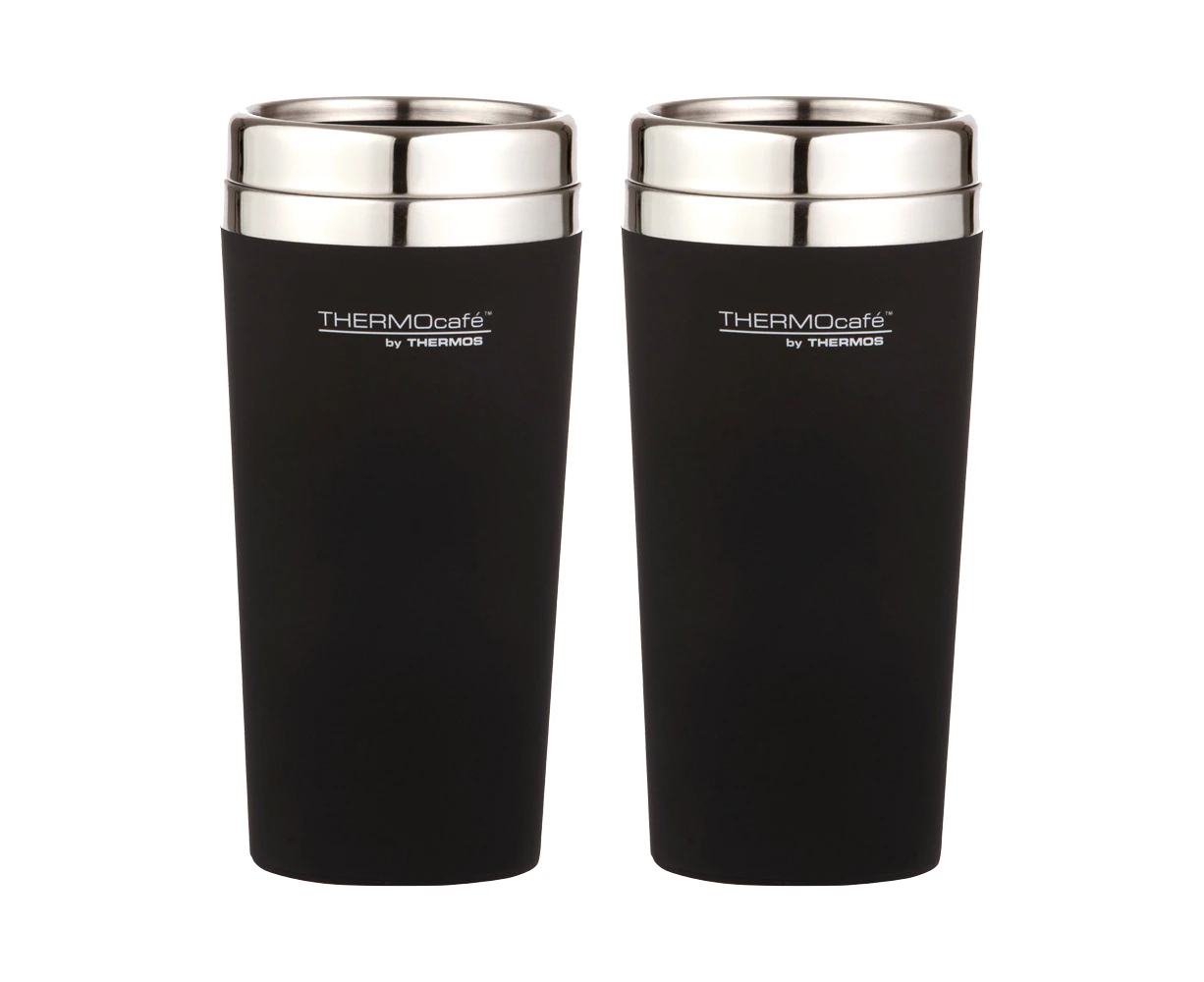 2PK THERMOcafe Soft Touch Tumbler with Stainless Steel Inner Matte Black 420ml