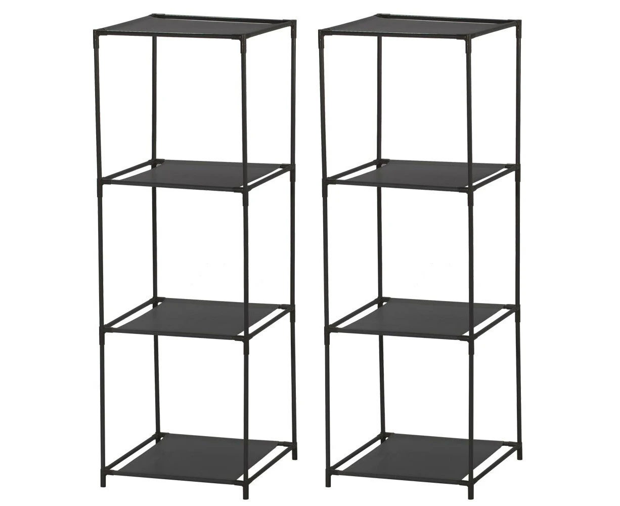 2PK Boxsweden 3 Compartment Storage Shelf Standing Rack Clothes Organiser Black