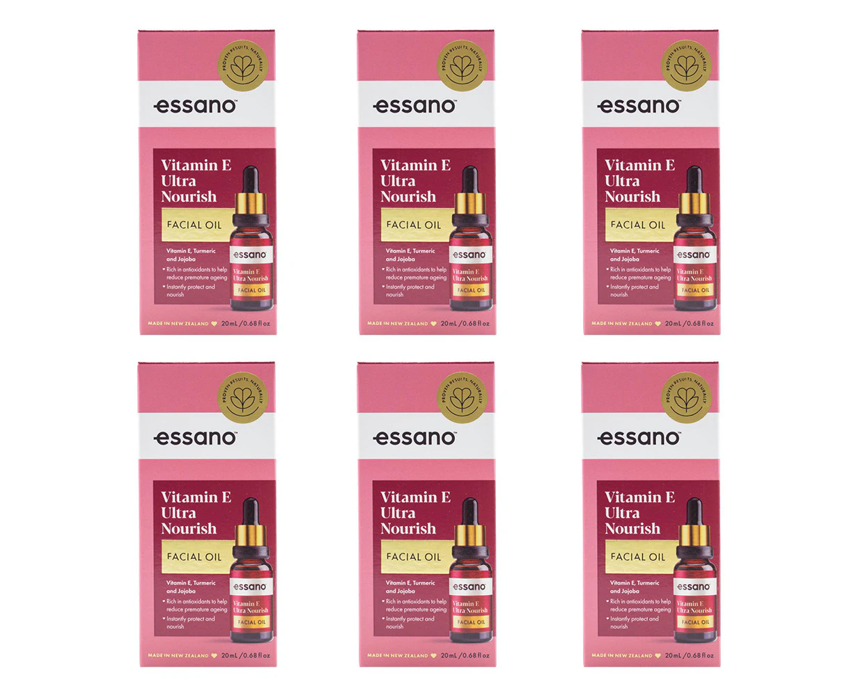 6x Essano Vitamin E Ultra Nourish Facial Oil Vitamin E Tumeric & Jojoba 20ml