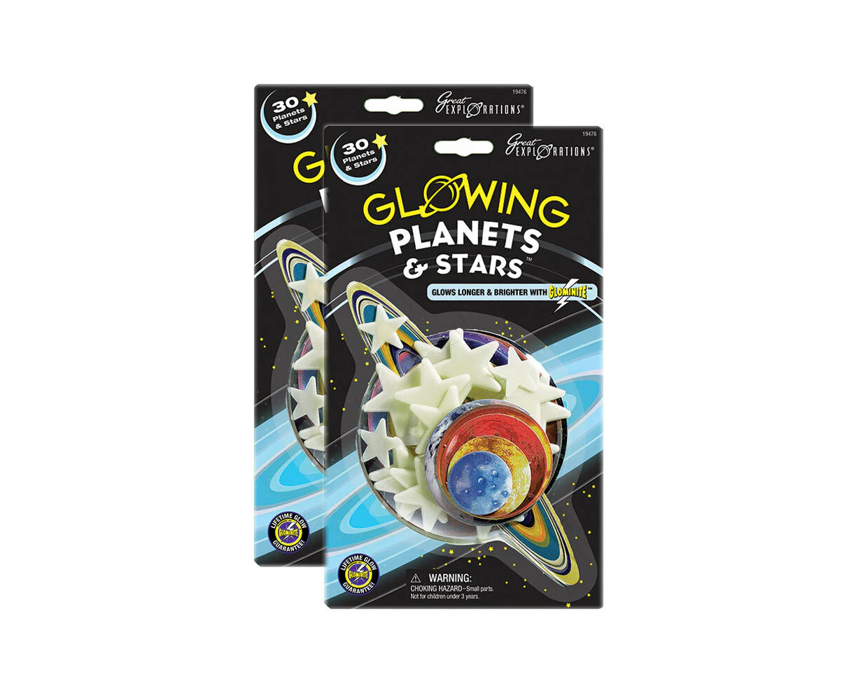 2x Great Explorations Glowing Planets/Stars Galaxy Glow in The Dark Kids Toy 5+