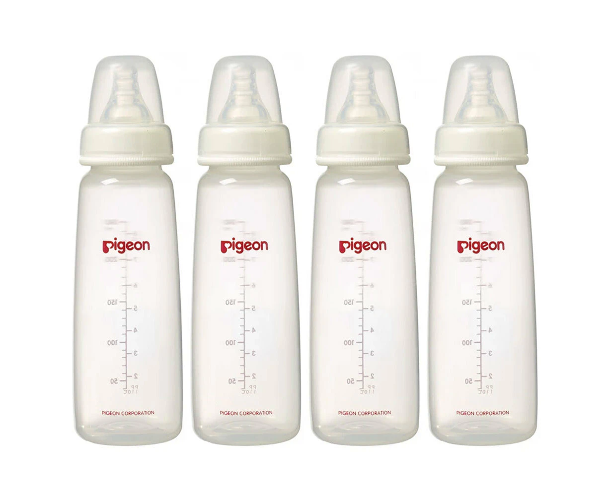 4PK Pigeon 240ml Flexible Slim Neck PP 4m+ Bottles Baby Feeding Bottle Twin Pack