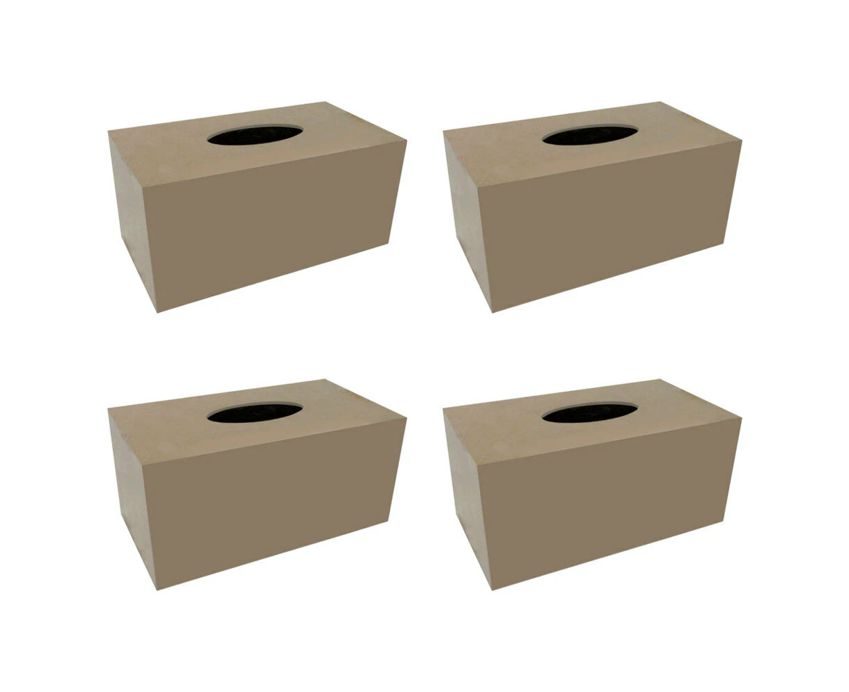 4x Boyle Craftwood 24x13cm Wooden Tissue Box Cover DIY Craft Storage Large Brown