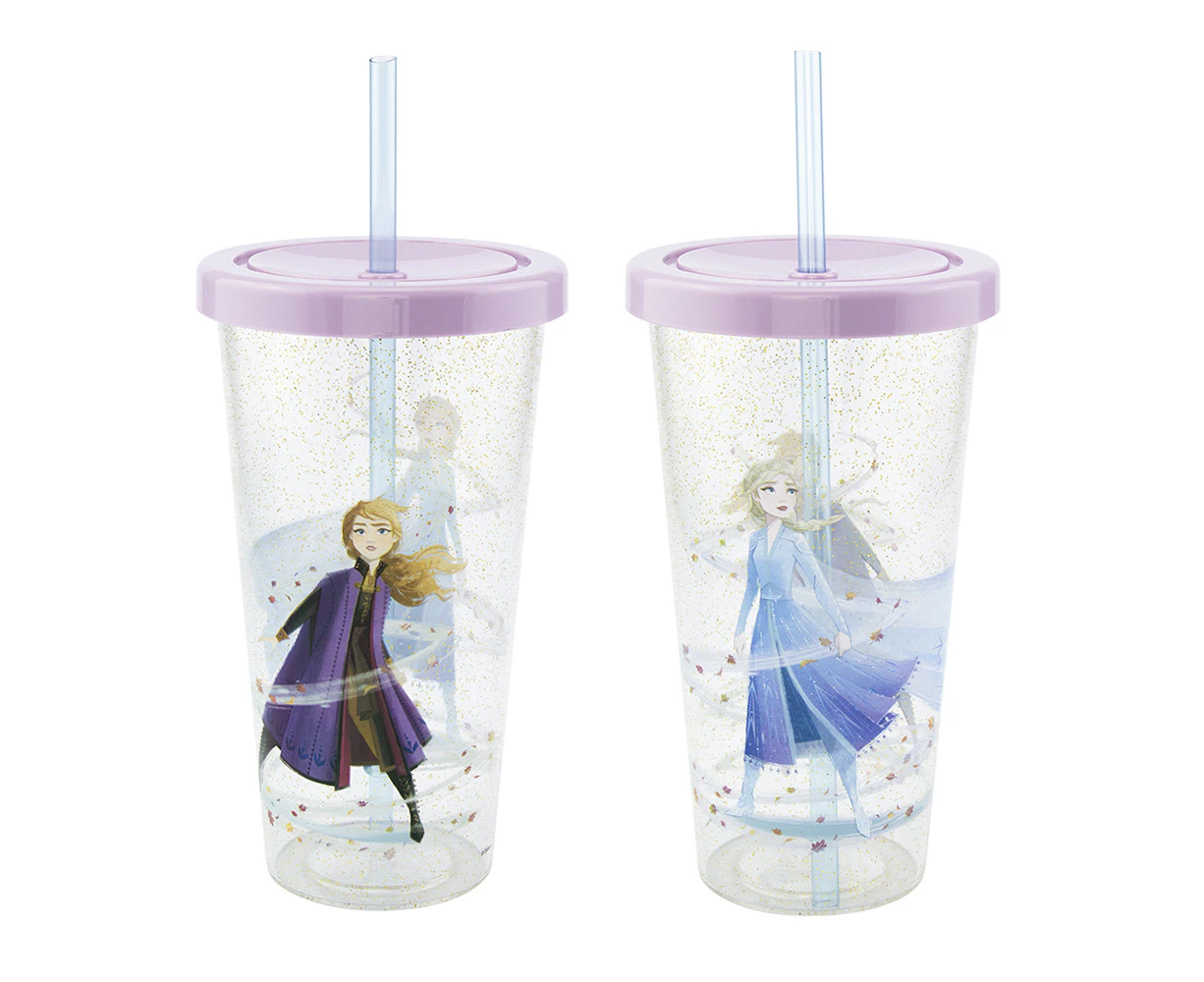 2x Paladone 600ml Frozen 2 Cup Kids/Children Travel Drinking Tumbler w/Lid/Straw