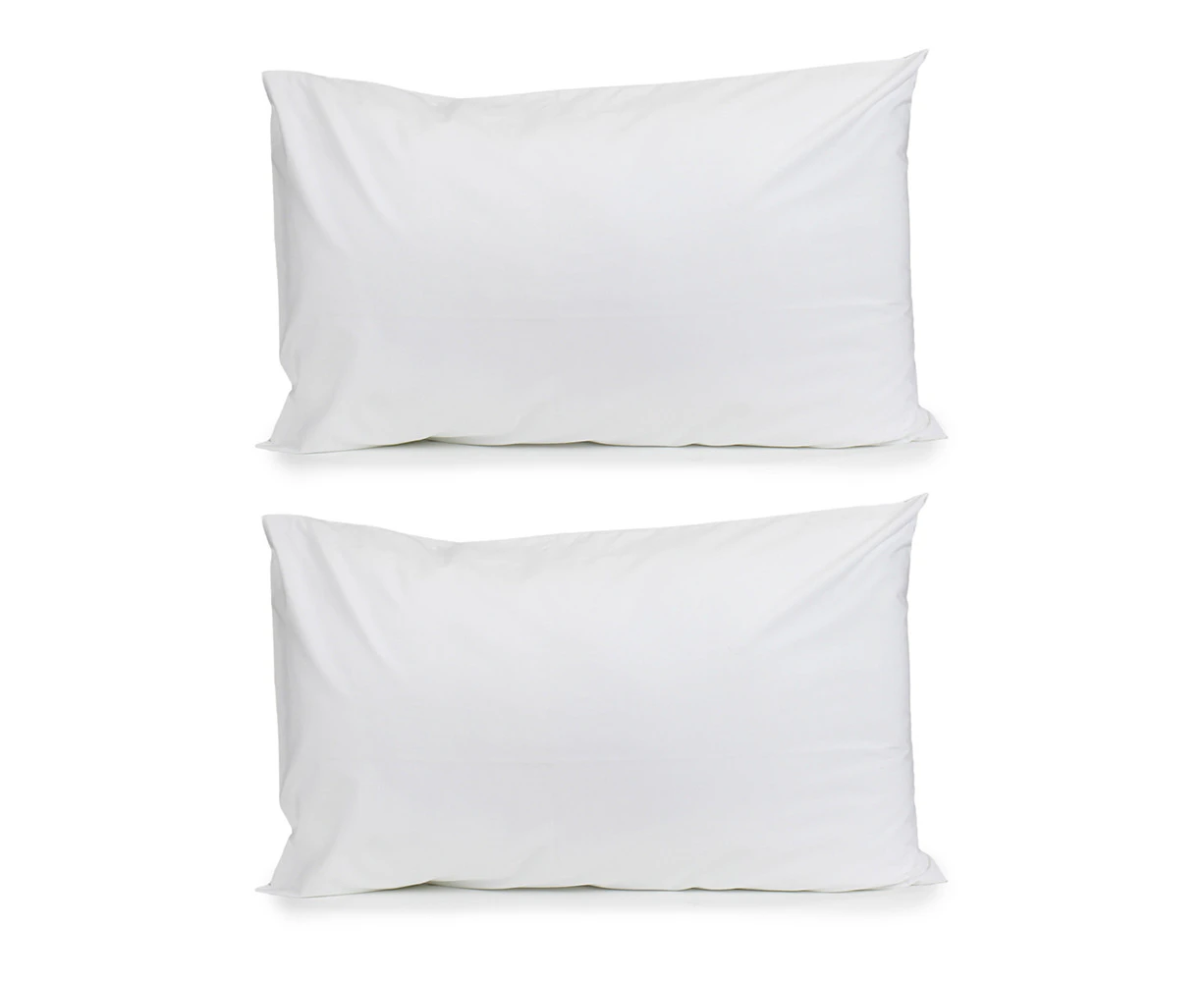 2x Jason Commercial Crisp Easy Care Bedroom Pillow Case with Cuff 48x73cm White