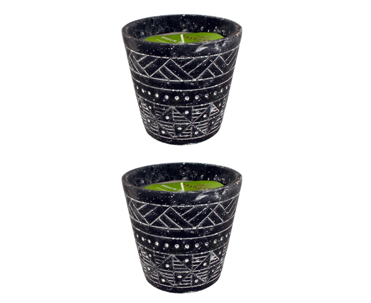 2x Dragonfly Black Terracotta Citronella 13cm Wax Candle Home Fragrance Decor