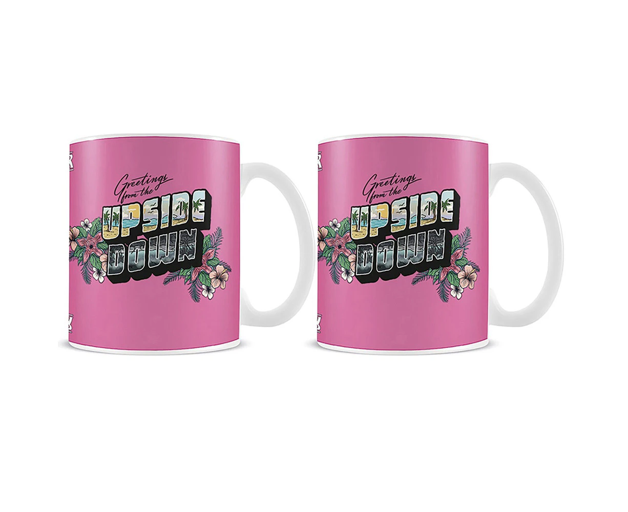 2x  Stranger Things The Upside Down Themed Pink Coffee Mug Drinking Cup 300ml