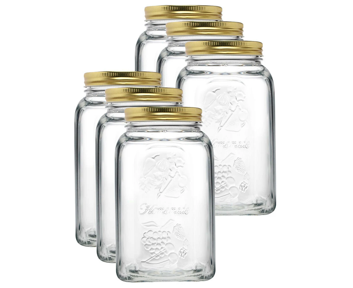 6x Pasabahce Homemade 1500ml Glass Preserve Jar Food Storage Container w/Lid CLR