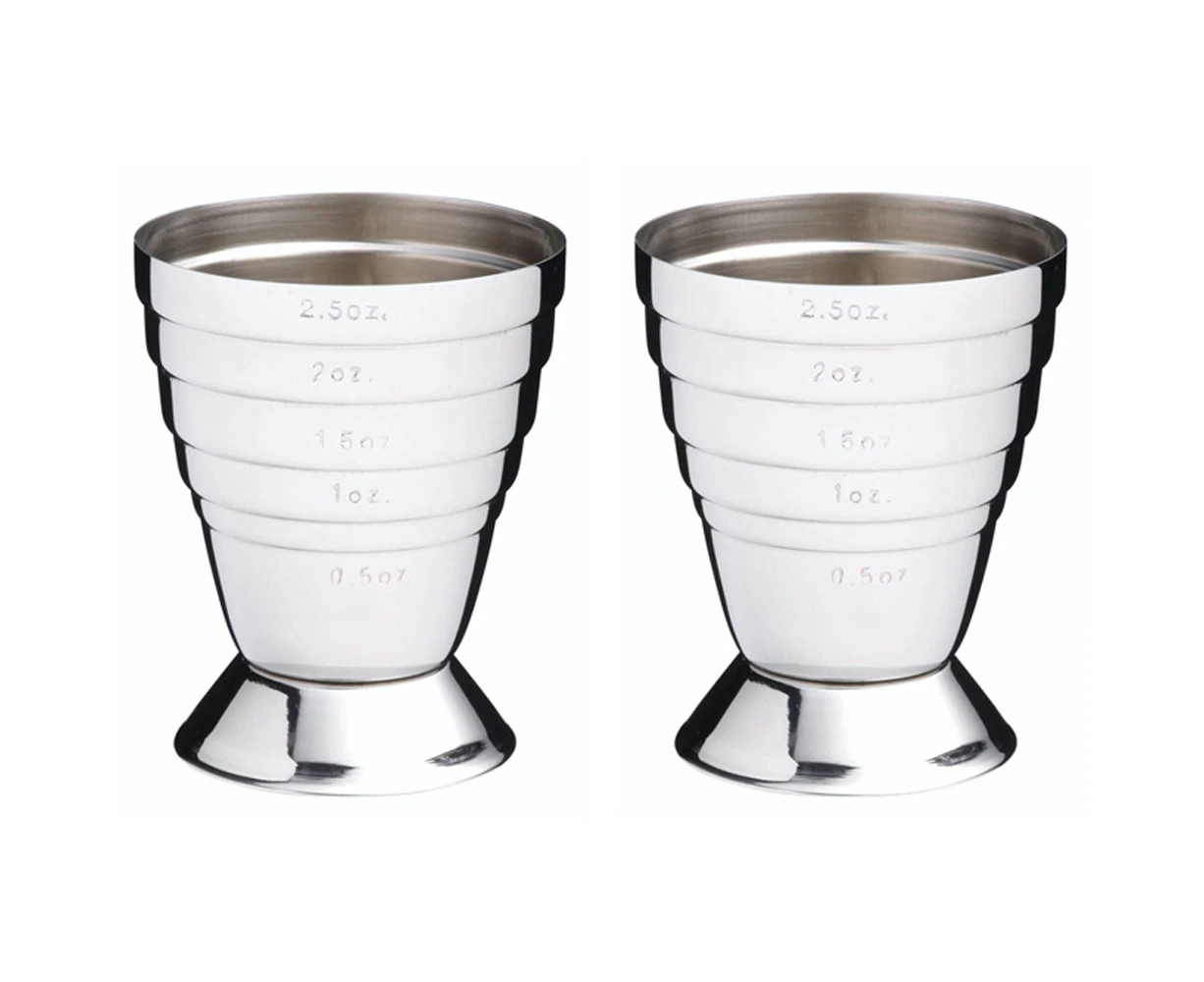 2x Barcraft 15-75ml Stainless Steel Cocktail Jigger Measure Cup Party Barware