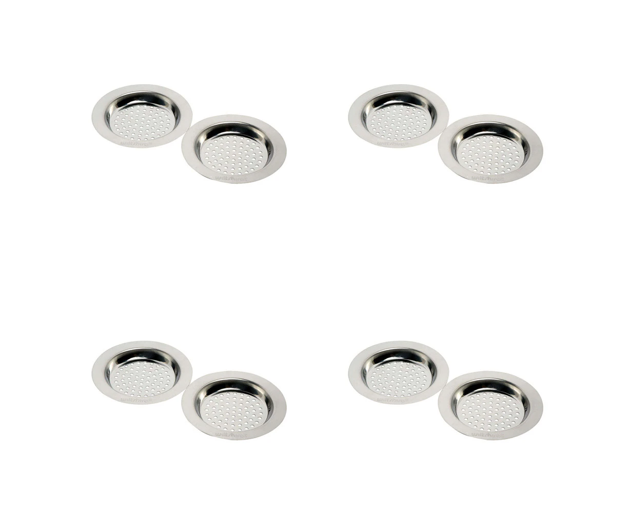 4 x 2pc Wiltshire Stainless Steel Standard Sink Strainer Plug Stopper Silver