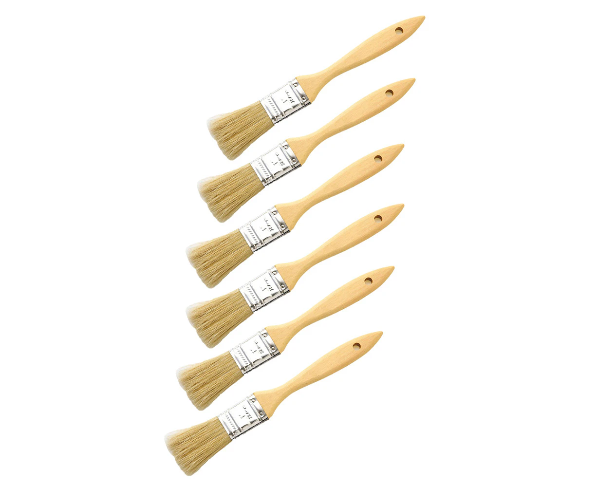 6x Cuisena Food Pastry Basting Brush w/Wood Handle Kitchen Cooking Utensil Beige