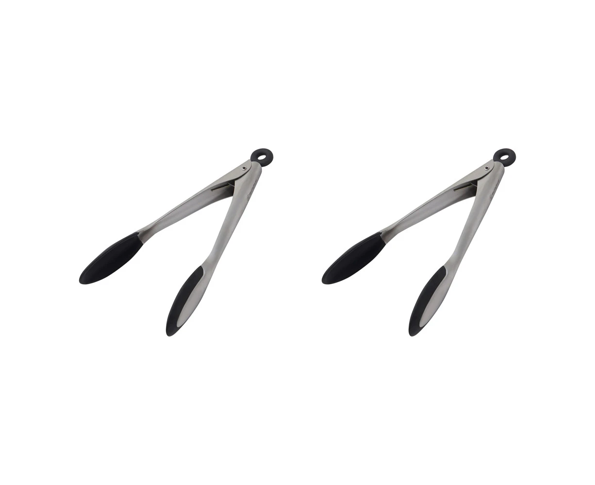 2PK Westinghouse 9"/22cm Tongs Black Soft Grip Stainless Steel Kitchen Gadget