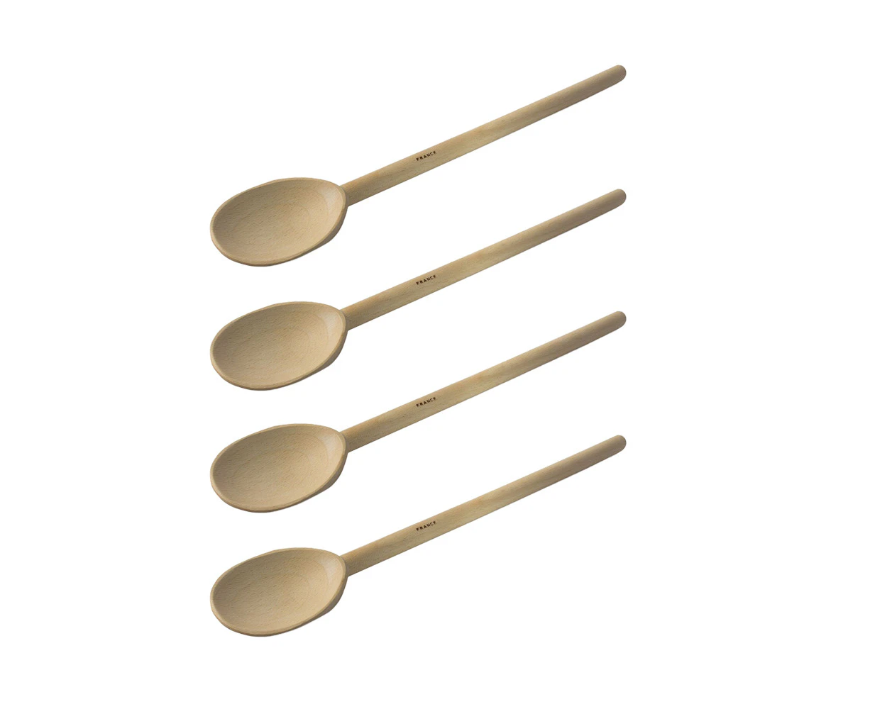 4x Euroline 35cm Wooden Spoon Kitchen Food Stirring/Mixing Cooking Utensil Beige