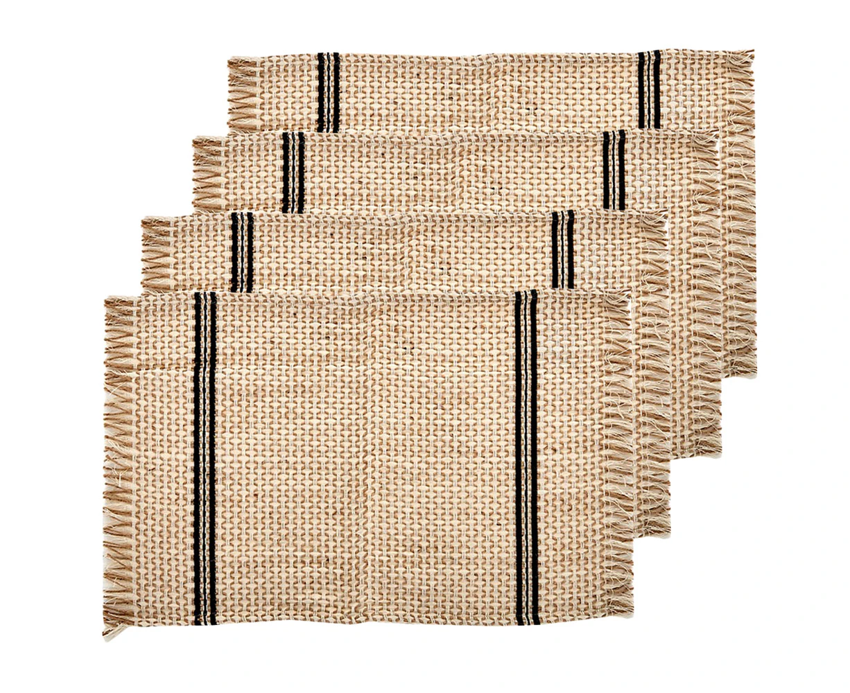 4x Assemble Farell Cotton/Jute Woven Table Rectangle Dinner Dine Placemat NAT