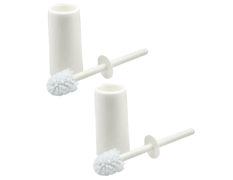 2x White Glove Bathroom Plastic Cleaning Toilet Brush w/ Holder Accessory White