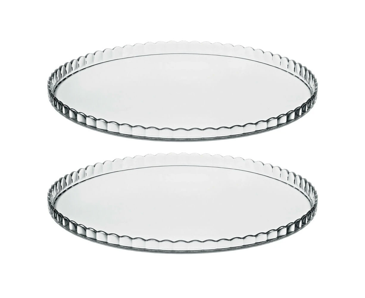 2x Pasabahce Patisserie 32cm Glass Service Plate Round Serving Dessert Tray CLR