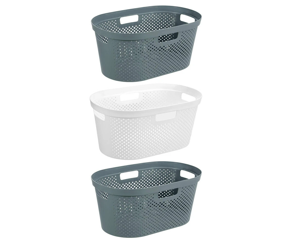 3x Boxsweden Hudson 40L Laundry Basket Storage Clothes Hamper Organiser Assorted