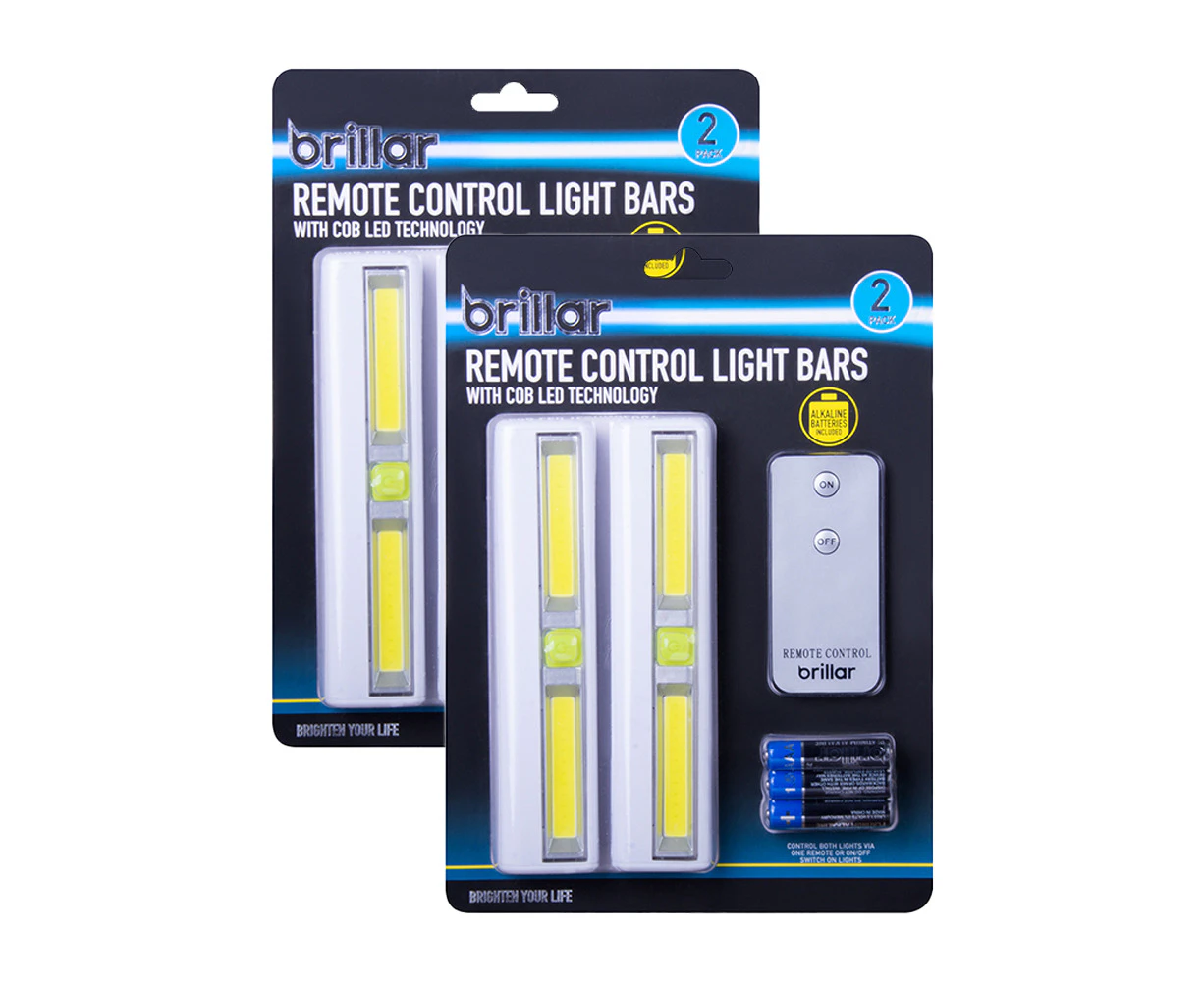 4pc Brillar Magnetic COB LED Multipurpose Adhesive Light Bar w/ Remote Control