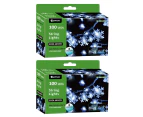 2x Sansai 100 LED Electric Snowflake Decor/Christmas String Lights Cool White