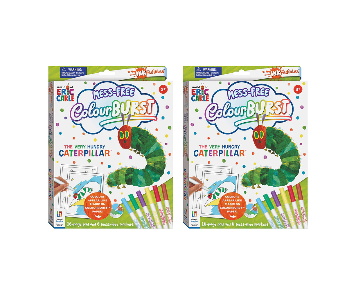 2x Inkredibles Colour Burst Caterpillar Colouring Book/Marker Activity Kids 3y+