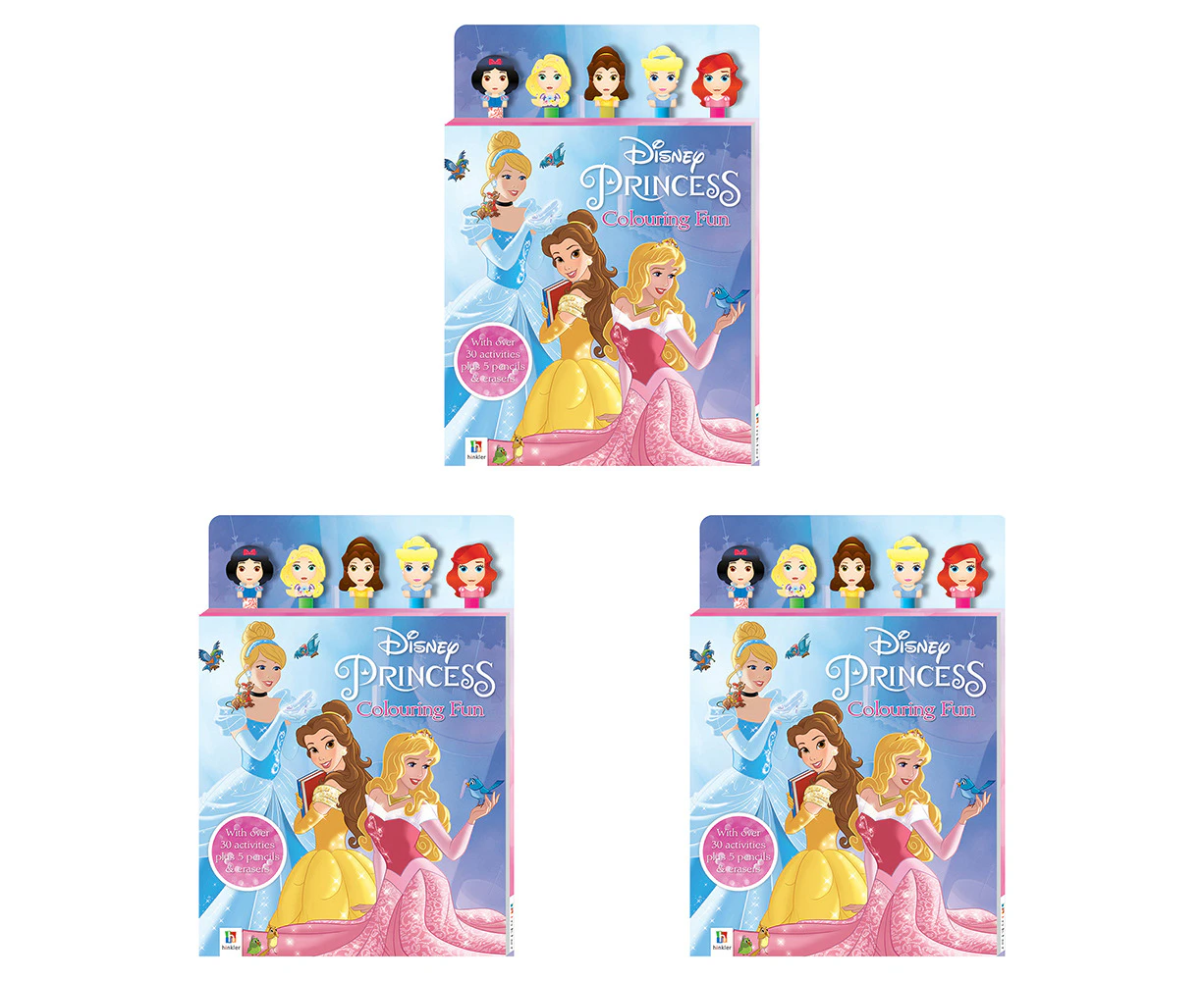 3x Inkredibles Disney Princess 5-Pencil/Eraser Colouring Activity Set Kids 3-6y