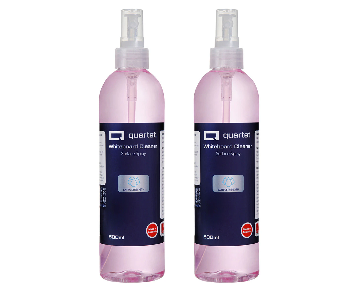 2x Quartet Extra Strength 500ml Cleaner Liquid Surface Erase Spray f/ Whiteboard