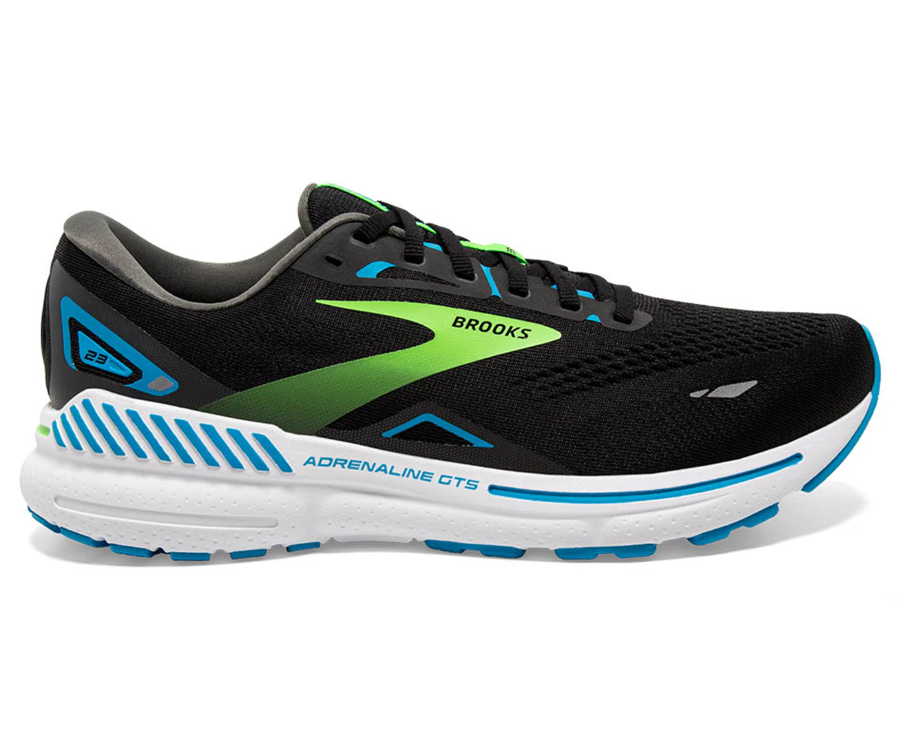 Brooks Men's Adrenaline GTS 23 Running Shoes - Black/Hawaiian Ocean/Green