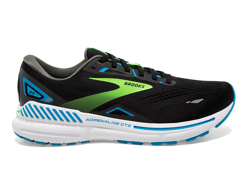 Brooks Men's Adrenaline GTS 23 Running Shoes - Black/Hawaiian Ocean/Green