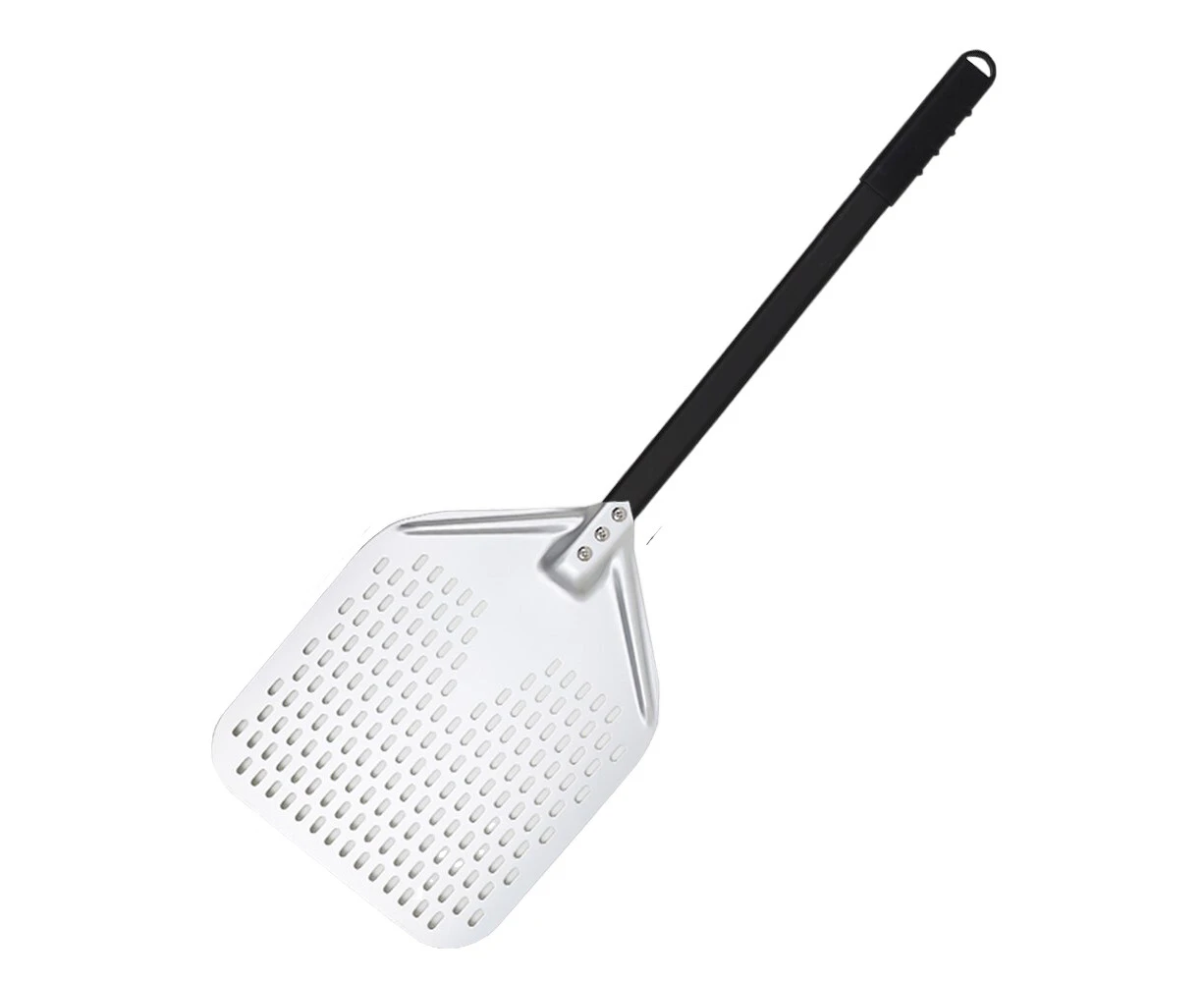 Anygleam Pizza Shovel 35 cm X 91cm Silver for Perforated Peel with Metal Handle Oven Turning Baking Accessory