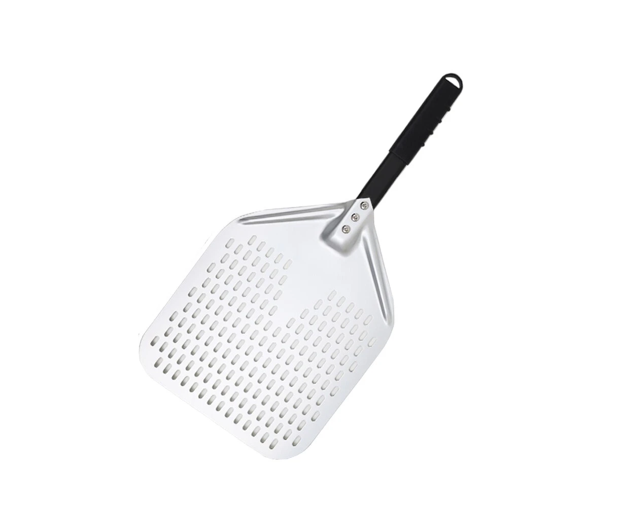 Anygleam Pizza Shovel 28cm X 58cm Silver for Perforated Peel with Metal Handle Oven Turning Baking Accessory