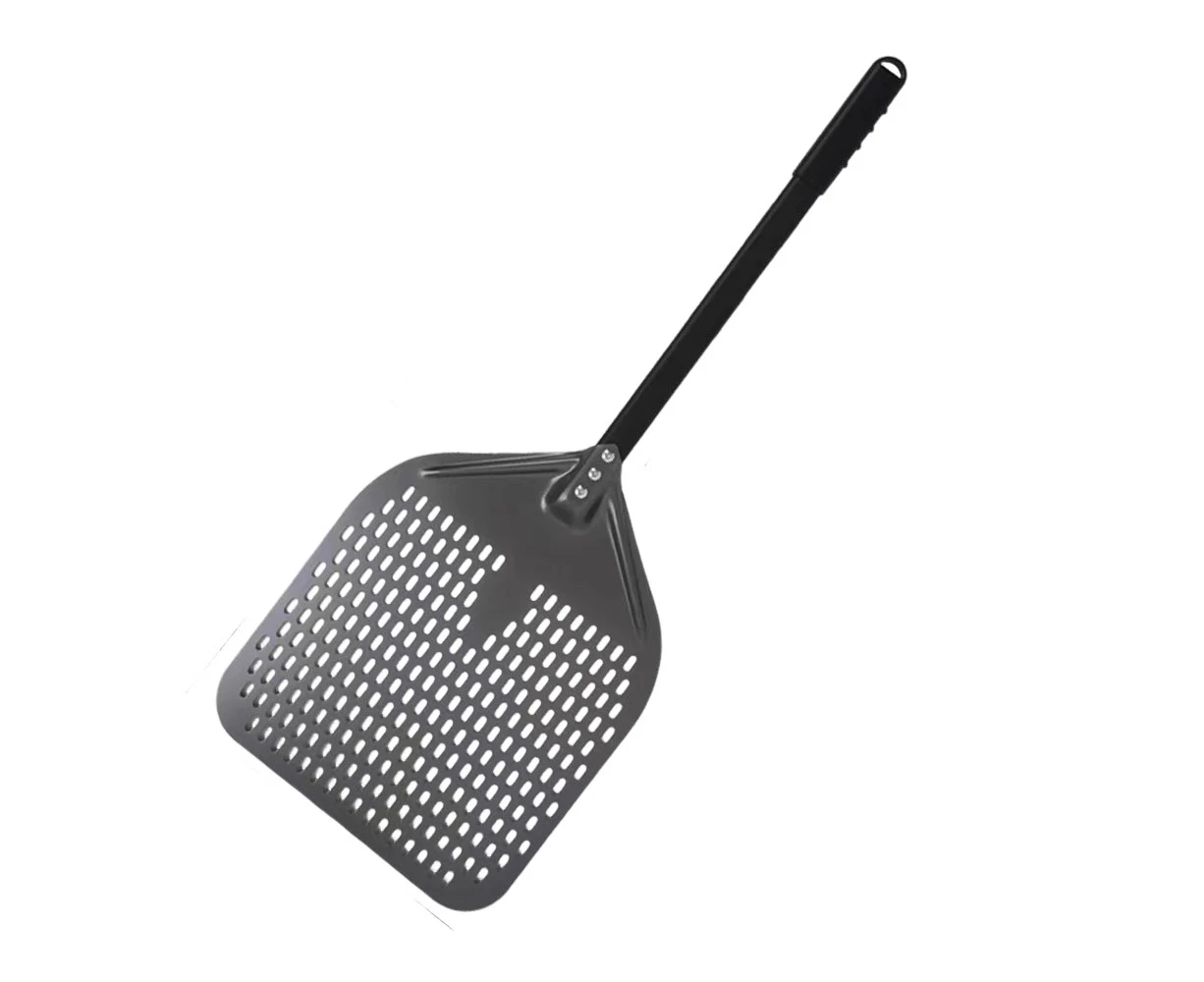 Anygleam Pizza Shovel 35 cm x 91cm Dark Grey for Perforated Peel with Metal Handle Oven Turning Baking Accessory