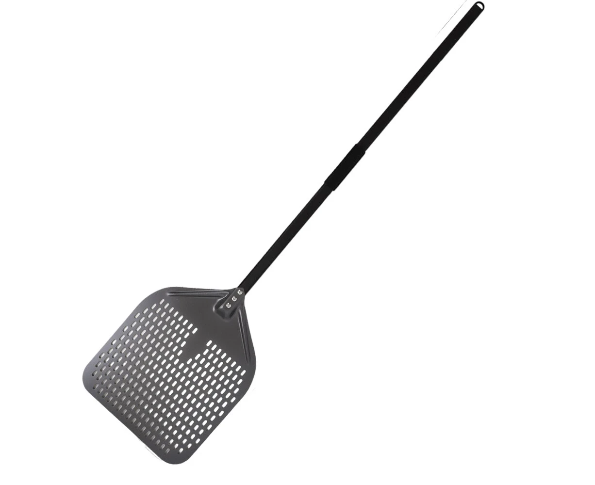 Anygleam Pizza Shovel 35 cm x 1100cm Dark Grey for Perforated Peel with Metal Handle Oven Turning Baking Accessory