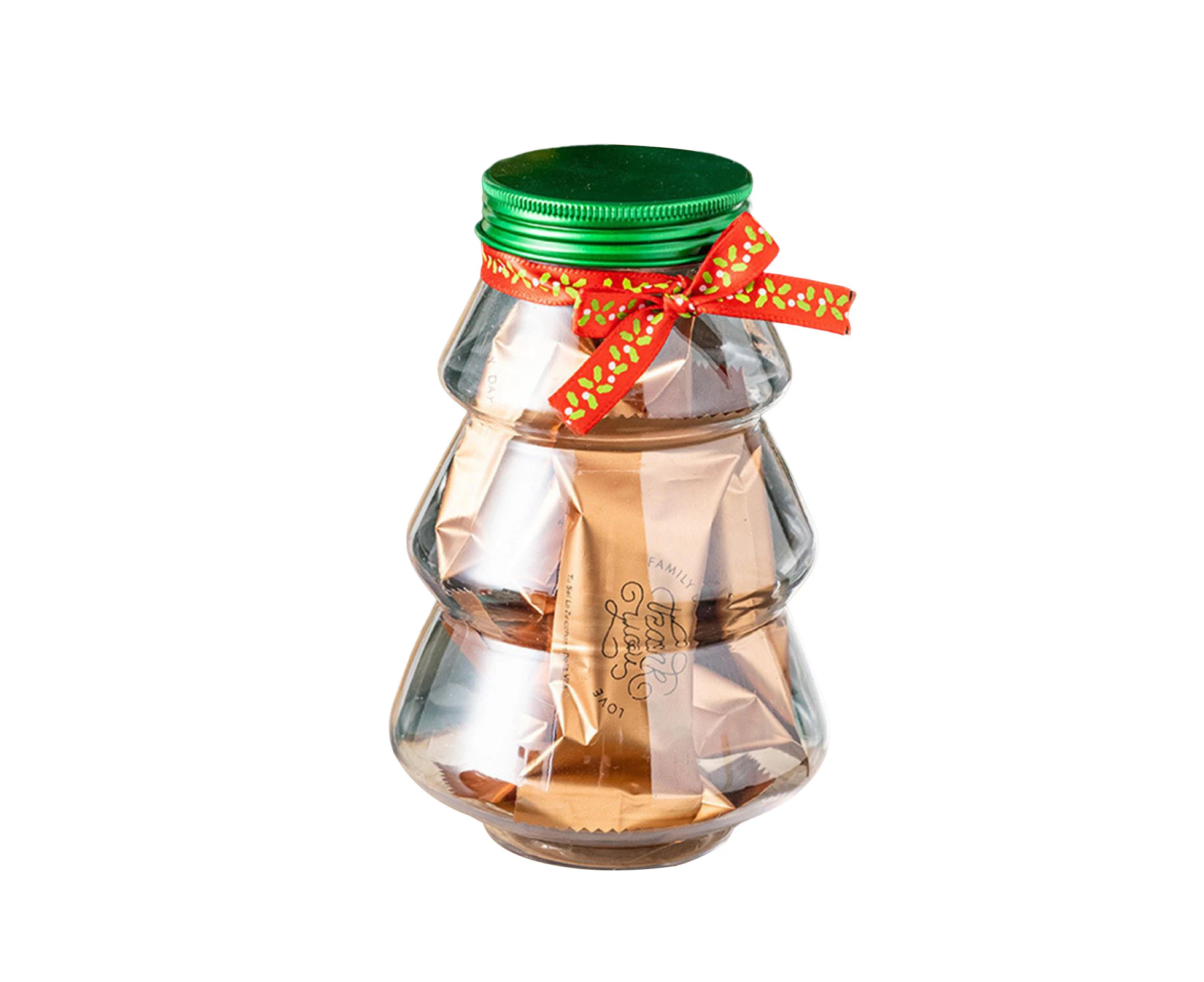 6 PCS Christmas Tree Sweet Jar Multifunctional Xmas Tree Shape Bottle with Airtight Lid for New Year Candy Gifts