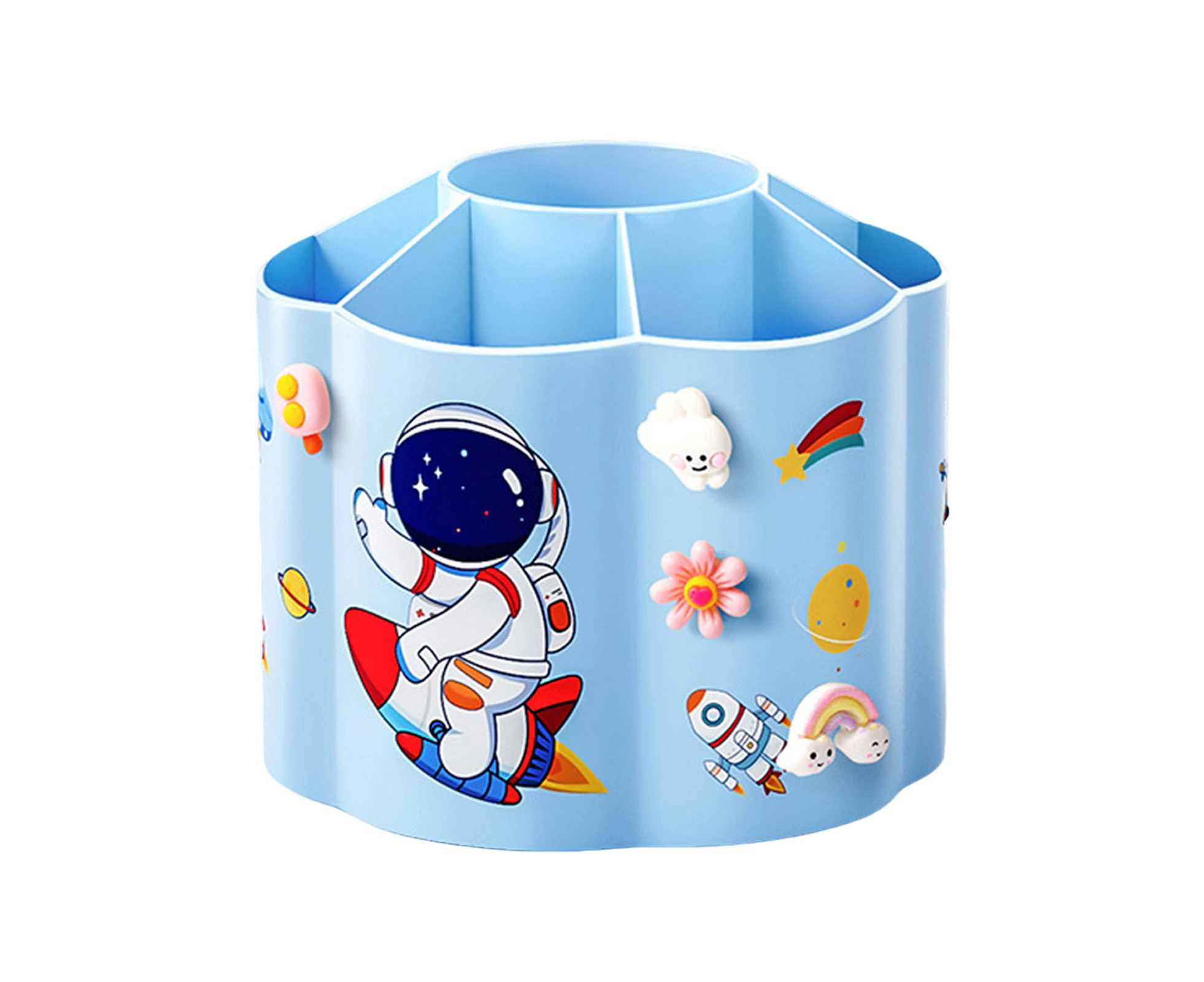 Cartoon Rotating Pen Holder Multifunctional Desktop Storage Box for Children Kids Boys Girls