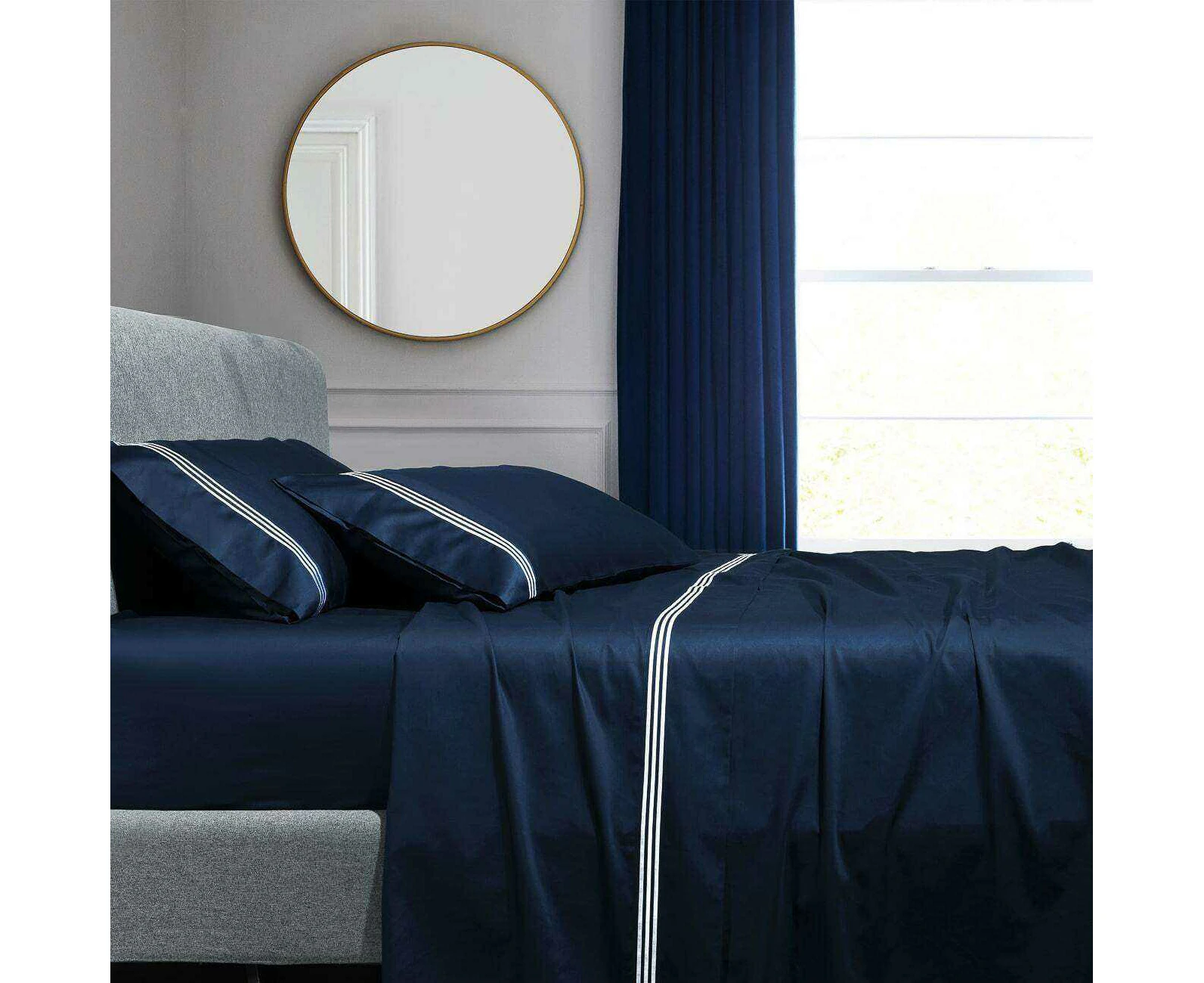 Ritz 1000 TC Embroidered Navy Sheet Set