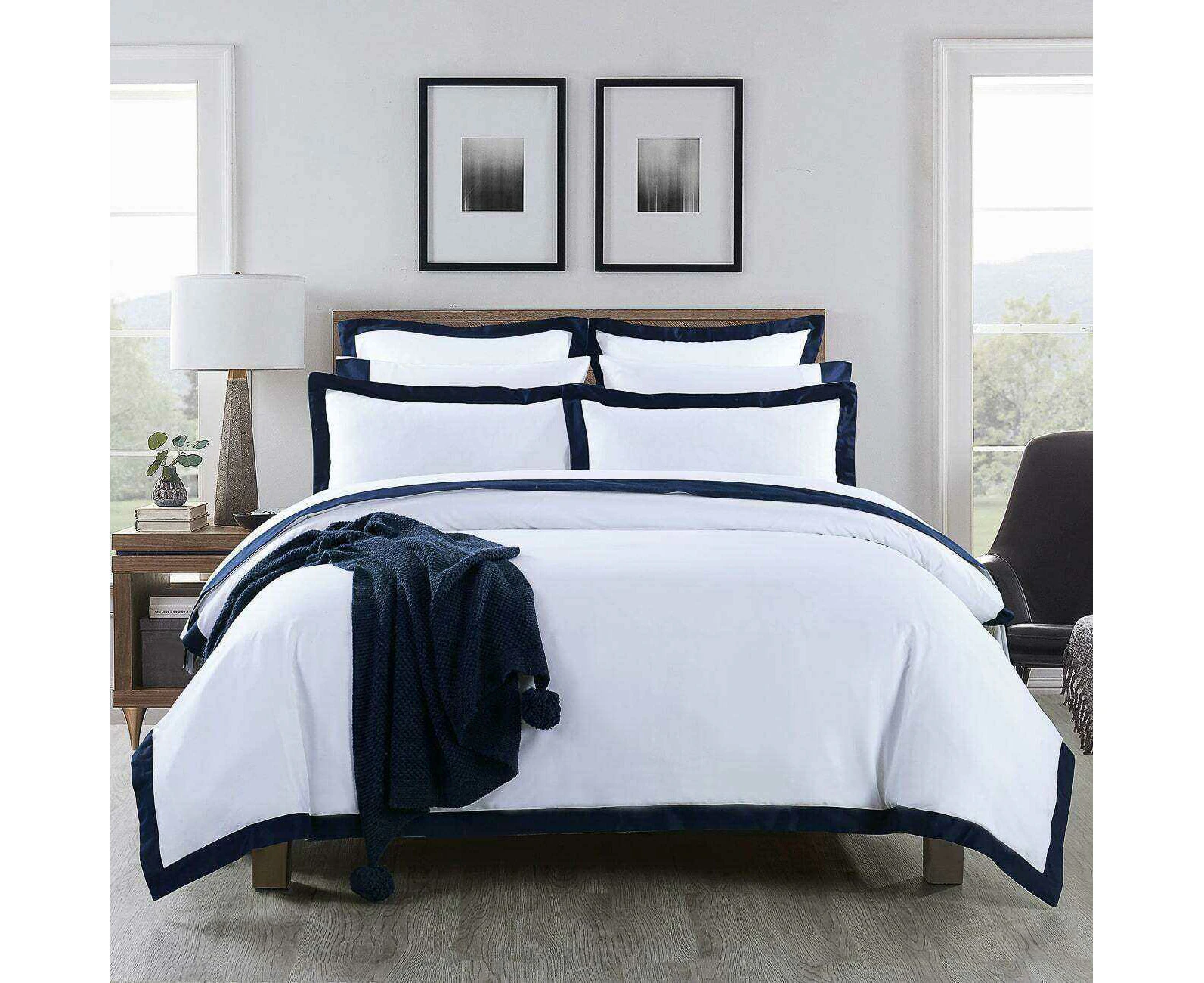 Plaza Navy 1000TC Quilt Cover Set