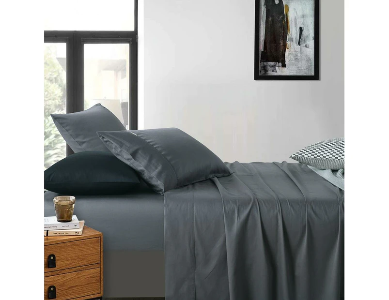 400 Thread Count King Bed Extra Depth Sheet set Charcoal