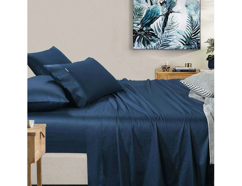 400 Thread Count King Bed Extra Depth Sheet set Navy