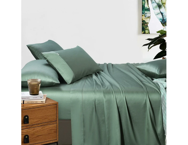 400 Thread Count King Bed Extra Depth Sheet set Forest Green