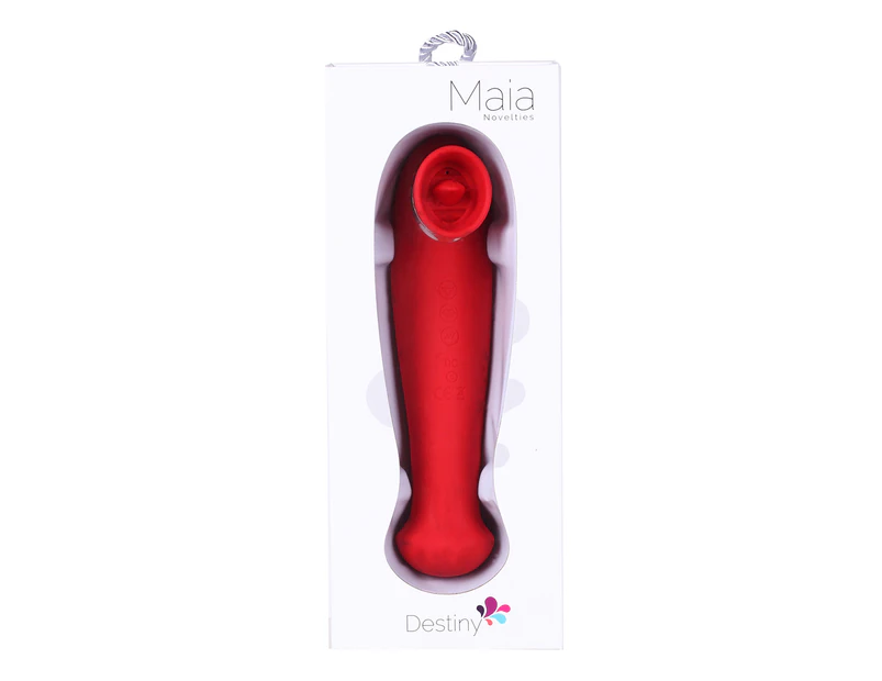 Maia Destiny USB Rechargeable Suction Vibrator - Red