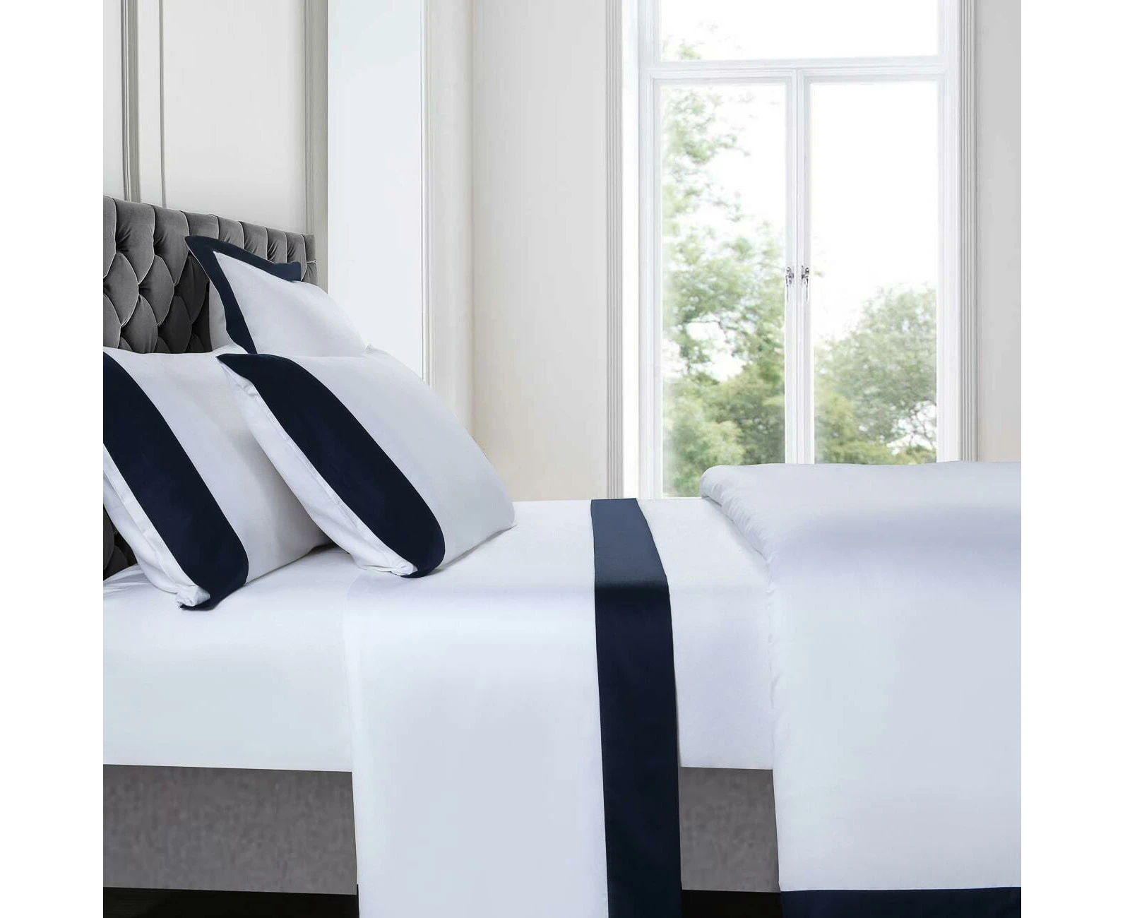 Plaza Navy 1000TC Sheet Set King Bed Extra Depth