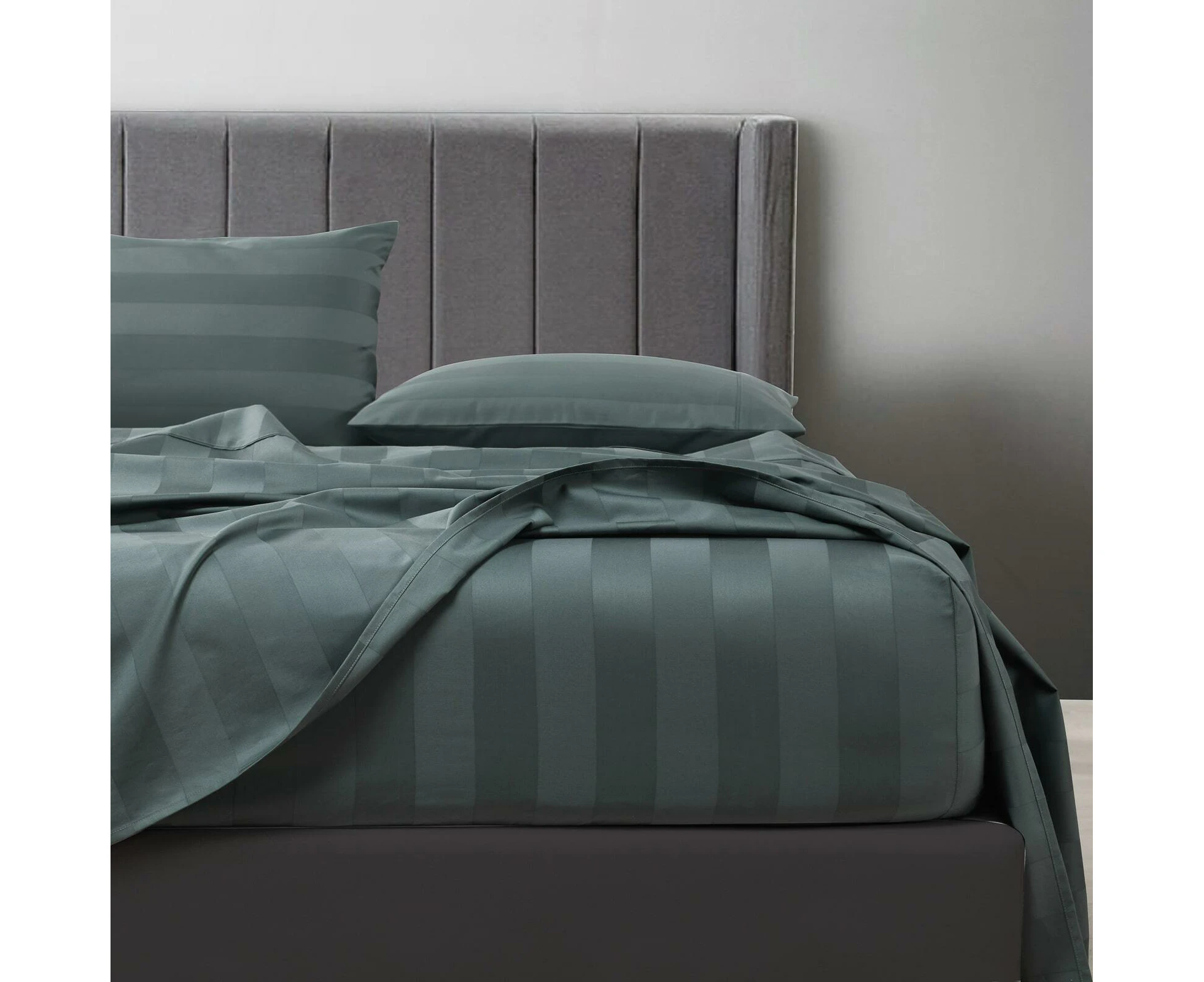 Bespoke 1200TC Fitted Sheet Slate Green Queen Bed Extra Depth